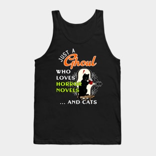 Just a Girl Who Likes Books and Cats Funny Halloween Horror Tank Top